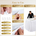 17ft White Satin Table Skirt for Rectangle & Round Table Teacher Desk Skirt - Image 7