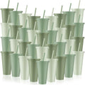 Skylety 36 Pcs Sage Green Plastic Cups with Lids and Straws 24 oz by Skylety