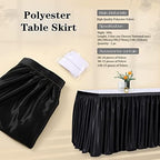 QueenDream 14ft Black Polyester Table Skirts for Rectangle and Round Teacher Desk Skirt Table Cloth Baby Shower Wedding Decor Birthday Party Graduation Gender Reveal Dessert Cake Decorations - Image 3