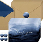 BBTO 100 Pcs Thank You Cards with Envelopes 100 Stickers, Thank You Gift Card Set Notes Bulk Printable with Brown Kraft Style Envelopes Wedding, Baby Shower, Business, Bridal Shower, Graduation(Blue) by BBTO