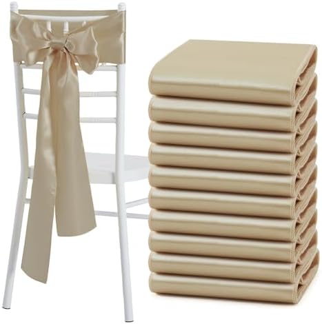 Satin Chair Sashes Bows, Taupe, 6 x 108 inch, 50 Pcs by Counfeisly
