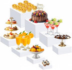 Geelin 8 Pack Acrylic Buffet Display Risers for Food Jewelry,White,Flat by Geelin