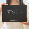 Personalized Foil Wedding Guest Book - 11.5 x 8.5 Custom Black Colored Guestbook with Customizable First Last Name Date Cover, Instant Photo Book for Sign in at Reception Baby Bridal Shower Party by ModernAlbumDesigns