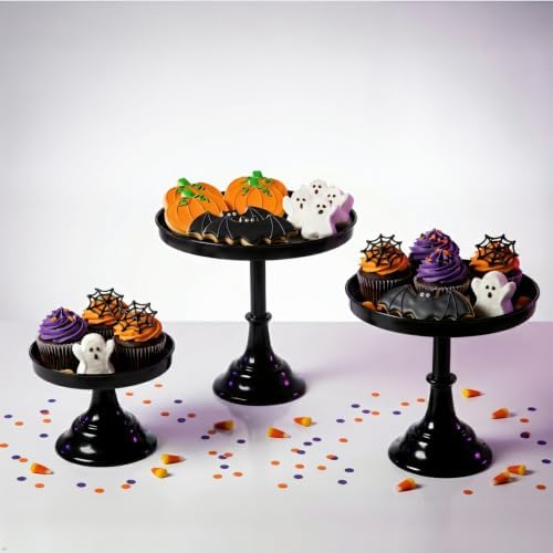 Black 3Pcs Metal Round Cake Stand Set 8/10/12 Inch Dessert Display - Image 2