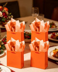 qiqee 100PCS Bright Orange Mini Gift Bags with Tissue Paper Small Size by Qiqee