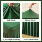Besutolife Emerald Green Spandex Tablecloth 8ft Rectangle Table Skirt Stretch Table Cover for Banquets Parties Wedding Dining Table - Image 3