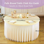 Champagne Tulle Tablecloths 60 Inch Spandex Table Cloths for Round Tables - Image 5