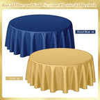Buryeah 12 Pcs Navy Blue and Gold Round Plastic Tablecloth 84 Inch - Image 3