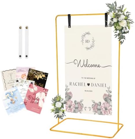 Wedding Welcome Sign Stand Fabric Banner Stand With Design Bundle Rose Vine - Image 3