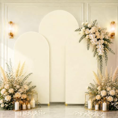 Arch Backdrop Stand Set with Cover 7.2ft,6ft x 2 Arched Frame Stand and Spandex Wedding Arch Cover & Storage Bag (Beige, 7.2Ft+6Ft+6Ft) - Image 6