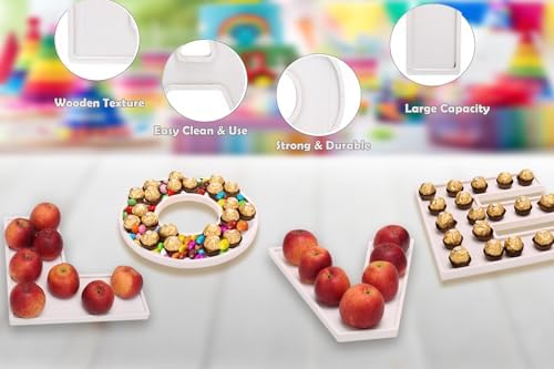 4PCS Larger Charcuterie Letter 12”Love fillable Trays, Letter Trays for Food, Wood Letters Tray Chocolate Candy Tray for Wedding Party Favors (Love- White) - Image 4