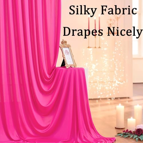 30ftx10ft Wrinkle Free Fuchsia Backdrop Curtains for Parties, Thick Polyester Hot Pink Photo Backdrop Drapes 6 Panels 5x10ft for Weddings Birthday Photography Background Curtains - Image 2