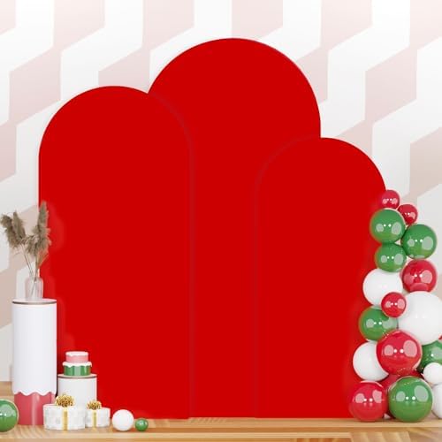 Red Arch Cover Set of 3 Wedding Arch Stand Cover 7.2ft 6.6ft 6ft Spandex Balloon Arch Covers Stretchy Backdrop Chiara Arch Backdrop Cover for Happy Birthday Party Bridal Shower Arch Decor by PATYDEST