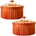 GALLETY 2 Pack Harvest Pumpkin Round Spandex Tablecloth 60 Inch for 5 FT Circle Tables, Reusable Fitted Stretch 120 Inch Round Tablecloth for Fall, Thanksgiving, Halloween, Wedding and Party Decor by Creativepartyuniquedecorat