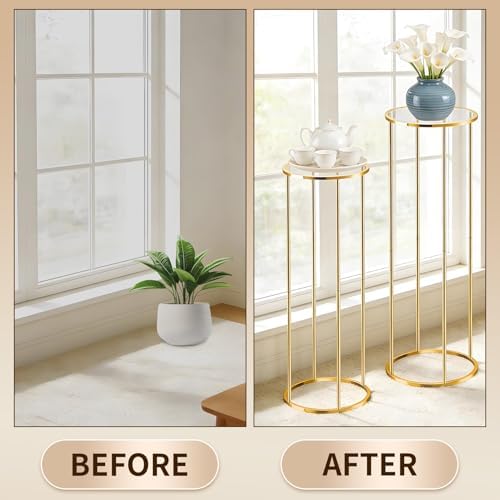 Takywep Cylinder Stands for Party, 3PCS Golden Metal Cake Pedestal Stand Height Adjustable for Weddings, Birthdays, Baby Showers Elegant Multi-Tier Dessert Display Stand for Parties & Events - Image 5