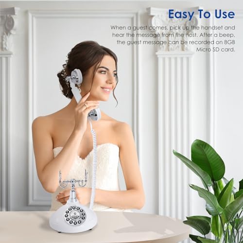 Audio Guest Book Wedding Phone – Customizable Voice Message Recorder for Weddings, Parties, Birthdays & Special Occasions (White) - Image 3