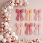 6 Pcs Large Blush-Pink Mesh Bows for Backdrop 31.5 x 19.7 Inches - Image 7