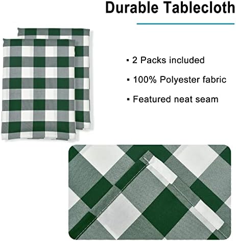 Hiasan Plaid Tablecloth 2 Pack, 54 x 108 inch, Forest Green and White - Image 3