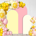 FYSUIMU 3 Pcs Pink Yellow Arch Backdrop Covers Pastel Stretchy Spandex Arch Stand Fabric Cover for Summer Lemon Wedding Birthday Baby Bridal Shower Party Decoration (4ft/5ft/6ft) by FYSUIMU