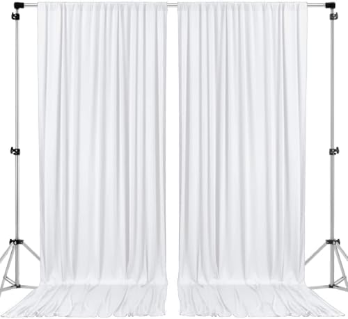 AK TRADING CO. 10 feet x 8 feet IFR Polyester Backdrop Drapes Curtains Panels with Rod Pockets - Wedding Ceremony Party Home Window Decorations - White by Fabrics%7CEventDecor%7CCrafts%7CUpholsteryFoam