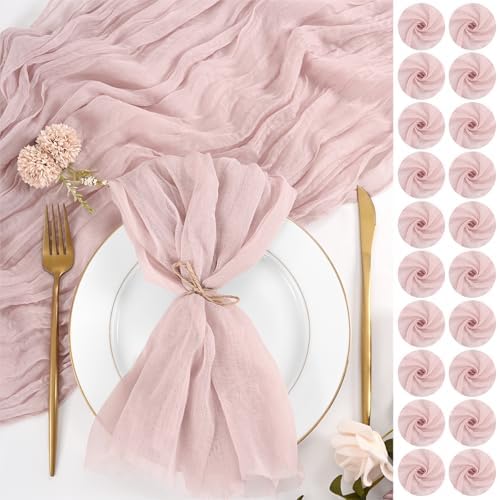 100 Pack Dusty Pink Cloth Napkins 20x20Inch Cheesecloth Napkins by Lumaycens