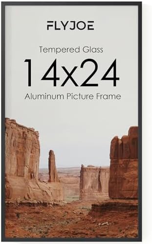 FLYJOE 14x24 Metal Picture Frame - Black Aluminum Picture Frames with Real Glass, Wall Mounting Horizontally or Vertically, Diploma, Certificates and Decor for Wall Gallery 24x14 Frame, Black by FLYJOE