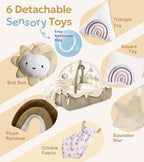 Mallify 5-in-1 Plush Baby Play Gym, Baby Play Mat, Convertible Baby Gym with Blanket and 6 Toys, Tummy time mat, Baby Activity Center from Newborn to Toddler, Baby Gym, Baby Newborn Essentials,Brown - Image 3
