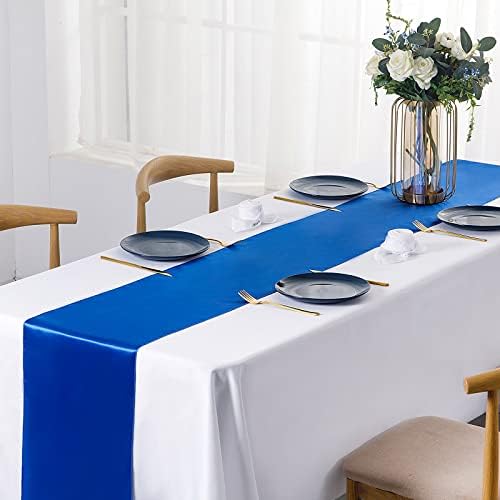 SiinvdaBZX 24 Pcs Royal Blue Satin Table Runner 12 x 108 inches Long - Image 2