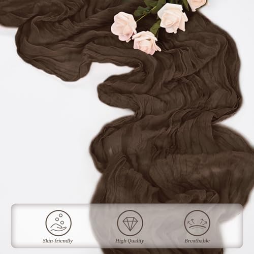 6FT 20 Pack Brown Cheesecloth Table Runner 20 x 120 Inch Long Boho Fabric Rustic Cheese Cloth Table Runner for Wedding Bridal Shower Baby Shower Gauze Sheer Birthday Party Table Decorations - Image 5