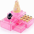 Geelin 8 Pack Acrylic Buffet Display Risers for Food Jewelry,Pink,Flat by Geelin