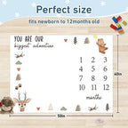 Personalized Baby Milestone Blanket for Boys Girls Baby Month Blanket- First Year Calendar Monthly Growth Chart - Deer Print Halloween Birthday Gifts for Infant Todder(FixedSize) - Image 3