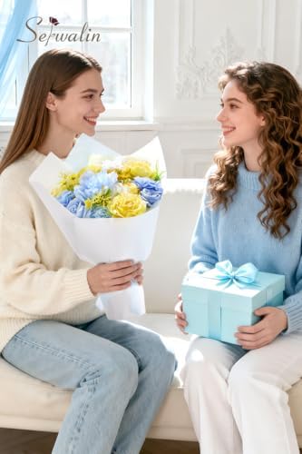 Serwalin Artificial Blue & Yellow Flowers, Silk Fake Flowers for Wedding - Image 7