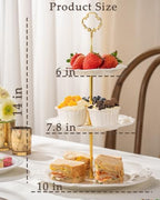 3 Tier Cupcake Stand, Ceramic Tiered Serving Stand - Image 2