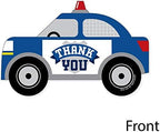 Big Dot of Happiness Calling All Units - Police - Shaped Thank You Cards - Cop Birthday Party or Baby Shower Thank You Note Cards with Envelopes - Set of 12 (Pack of 2) - Image 3
