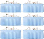 6 Pack Baby Blue Spandex Tablecloths for Rectangle Tables 6 Foot Blue Stretch Table Cloth Rectangle 6ft Elastic Fitted Table Cover with Skirt for Wedding Baby Shower Boy Birthday Party Banquet Buffet by Suppromo