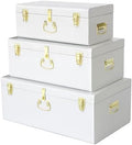Vixdonos Decorative Box Set of 3 Metal Trunks Chest with Safety Lock Clasp for Treasure Organization and Home Dorm Decor,26.8x16.5x11Inches by Vixdonos