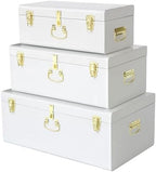 Vixdonos Decorative Box Set of 3 Metal Trunks Chest with Safety Lock Clasp for Treasure Organization and Home Dorm Decor,26.8x16.5x11Inches by Vixdonos