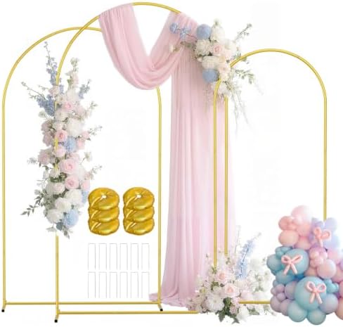 EMART 7.2/6.6/6Ft Metal Arch Backdrop Stand Set 3 for Wedding Party Balloon by EMART