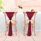 60 PCS Burgundy Chair Sashes Cheesecloth ChairSashes Rustic Chair Decorative Bows Designed ChairCover for Wedding Banquet Party Aisle Home Kitchen Decoration (16 x 70 inch) - Image 7