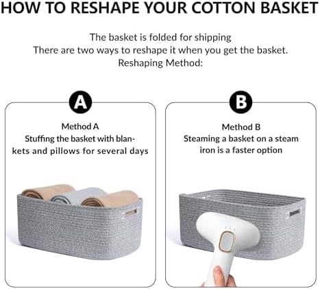MiniArk Large Storage Baskets for Organizing, 17 x 13 x 7.5” Closet Shelf Baskets for Clothes Blanket Towels, Baby Nursery, Toy Bins Box, Woven Rope Baskets, 4 Packs Mixed Grey - Image 7
