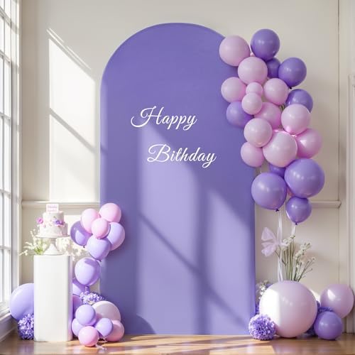6.6FT Lavender Arch Backdrop Cover - Polyester Fitted Wedding Arch Stand Covers Round Top Chiara Arch Backdrop Cover for Birthday Party Banquet Photo Background Decoration - Image 7