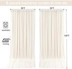 30x10ft Champagne Backdrop Curtain for Wedding Parties Wrinkle Free Fabric Champagne Drapes Backdrop Decoration for Baby Shower Birthday Photography Decoration 6 Panels, 5ft x 10ft - Image 6