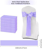 fani Lavender Satin Chair Straps Bows,60 PCS 7x108 Inch,Chair Sash - Image 2