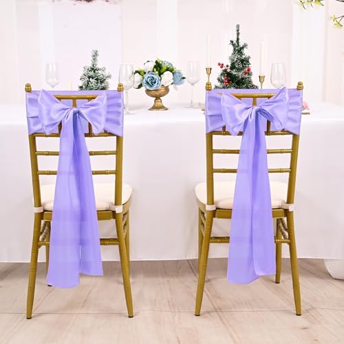 fani Lavender Satin Chair Straps Bows,60 PCS 7x108 Inch,Chair Sash - Image 5