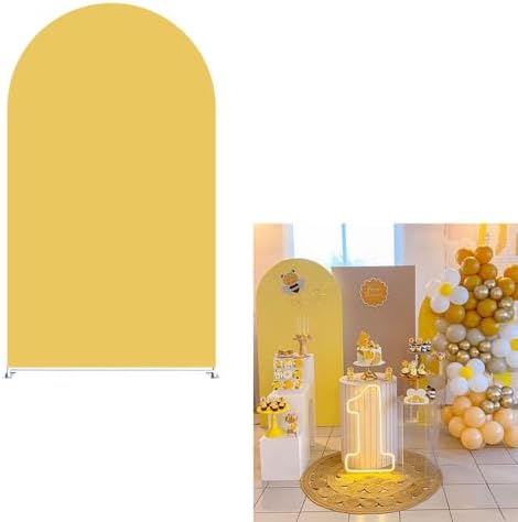 Sweet Honeycomb Arch Backdrop Cover Yellow Girls Baby Shower Arch Stand Spandex Fabric Cover Bees Birthday Party Parties Dessert Decorations Prop (4X7.2ft,G3956) by uiuyfrr