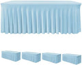 4 Pack Baby Blue Spandex Table Covers 6ft Rectangle Ruffle Skirts for Party by HolidayIdeas