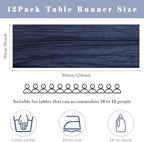 12 Pieces Navy Blue Cheesecloth Table Runners 10FT Gauze Fabric Runner for Tables Boho Table Runner Decoration Rustic Sheer Runner for Wedding Birthday Baby Bridal Shower Party (35 x 120 Inches Long) - Image 3