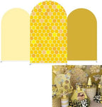 Happy Bee Days Yellow Arch Backdrop Stand Covers Sweet Bees Yellow Party Decorations 3x5ft Arches Backdrop Fabric Cover Supplies Kids Baby Shower Celebration Decors - Image 3