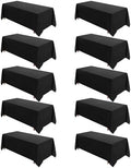 VidaFete 10 Pack 90 * 156inch Black Rectangle Tablecloth for 8ft Tables by VidaFete