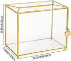 Hxezoc Gold Glass Wedding Card Box with Lock, Large Gift Card Money Box Holder for Wedding Reception, Anniversary, Birthday Party, Baby Shower, Graduation, Home Decorations - Image 2